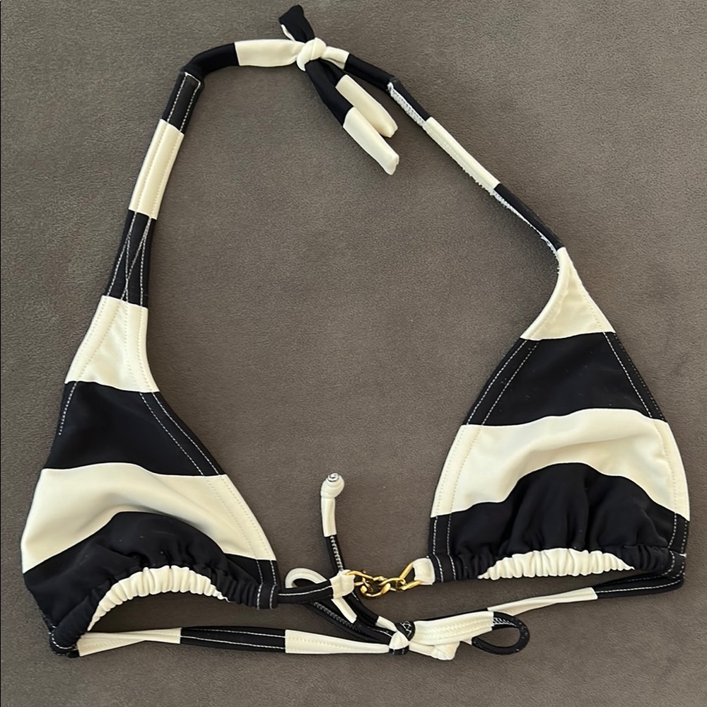 Elegant Cream and Black Bikini Top